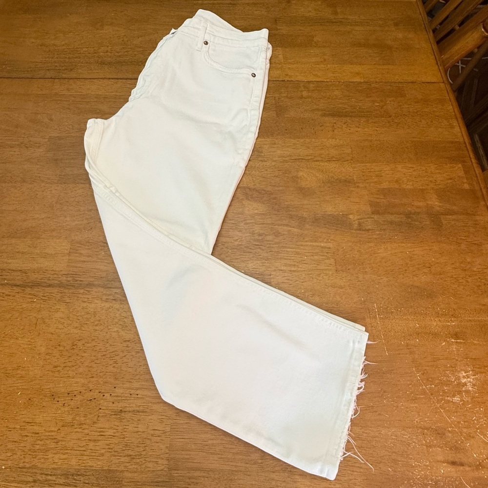 Agolde White Riley High-Rise Straight Crop Jeans Sour Cream 32 - Picture 5 of 10